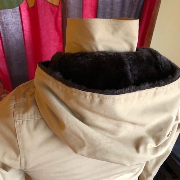 London Fog Hooded Short Trench Coat Jacket Khaki S - Picture 7 of 8